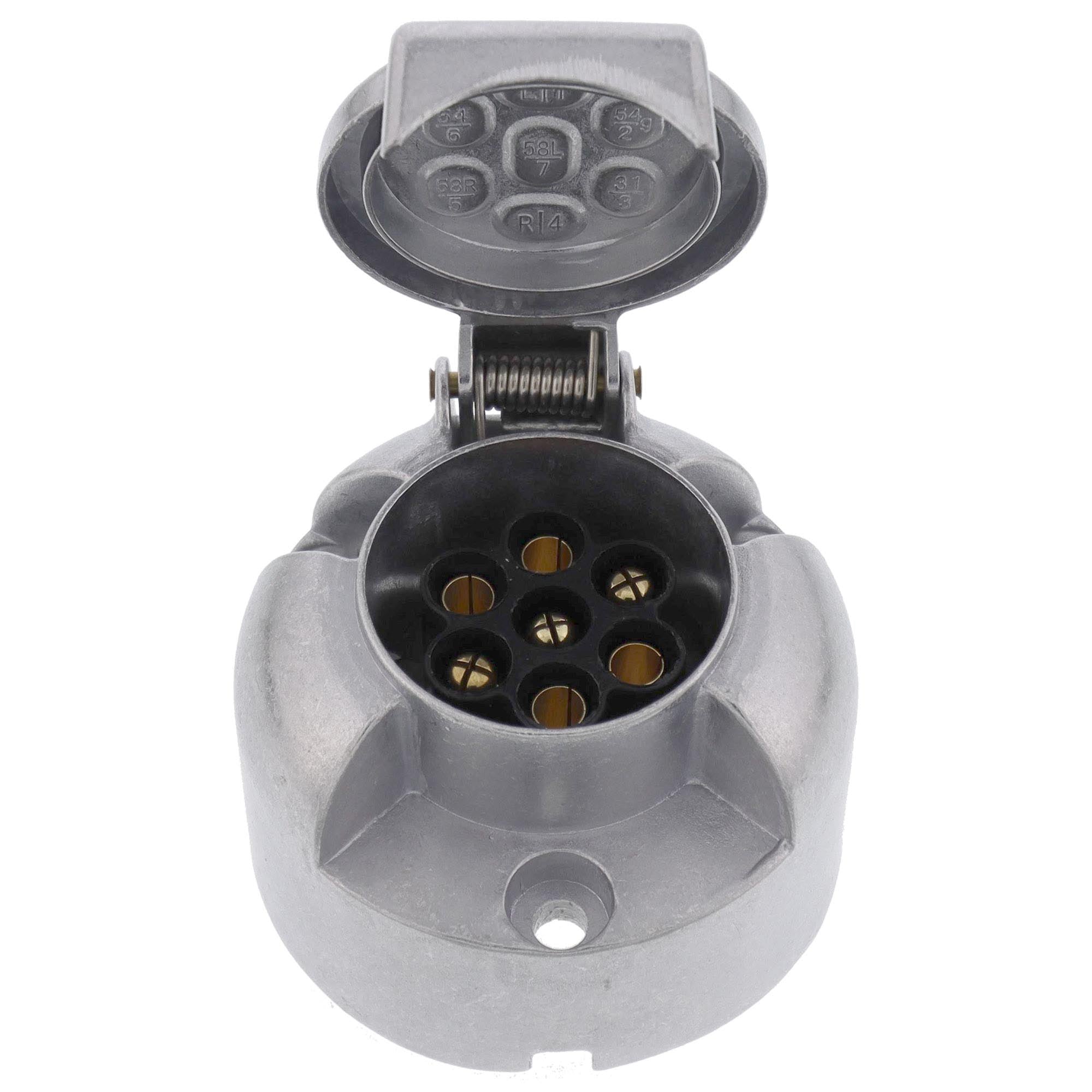 7-polige Anhänger-Steckdose Metall 12V rund