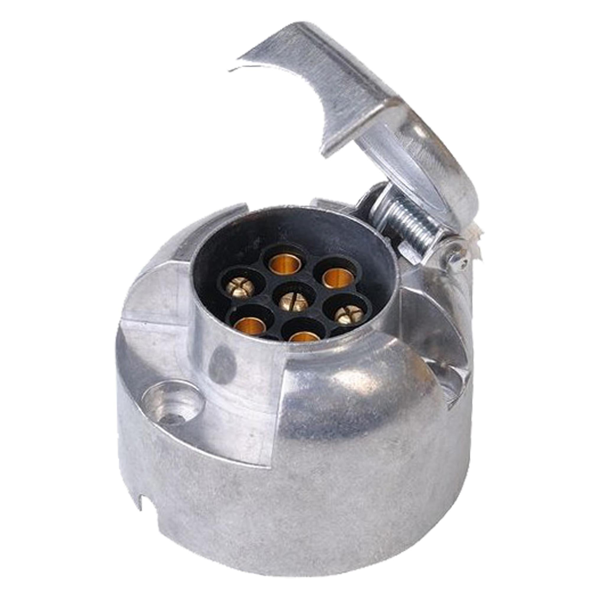 7-polige Anhänger-Steckdose Metall 12V rund