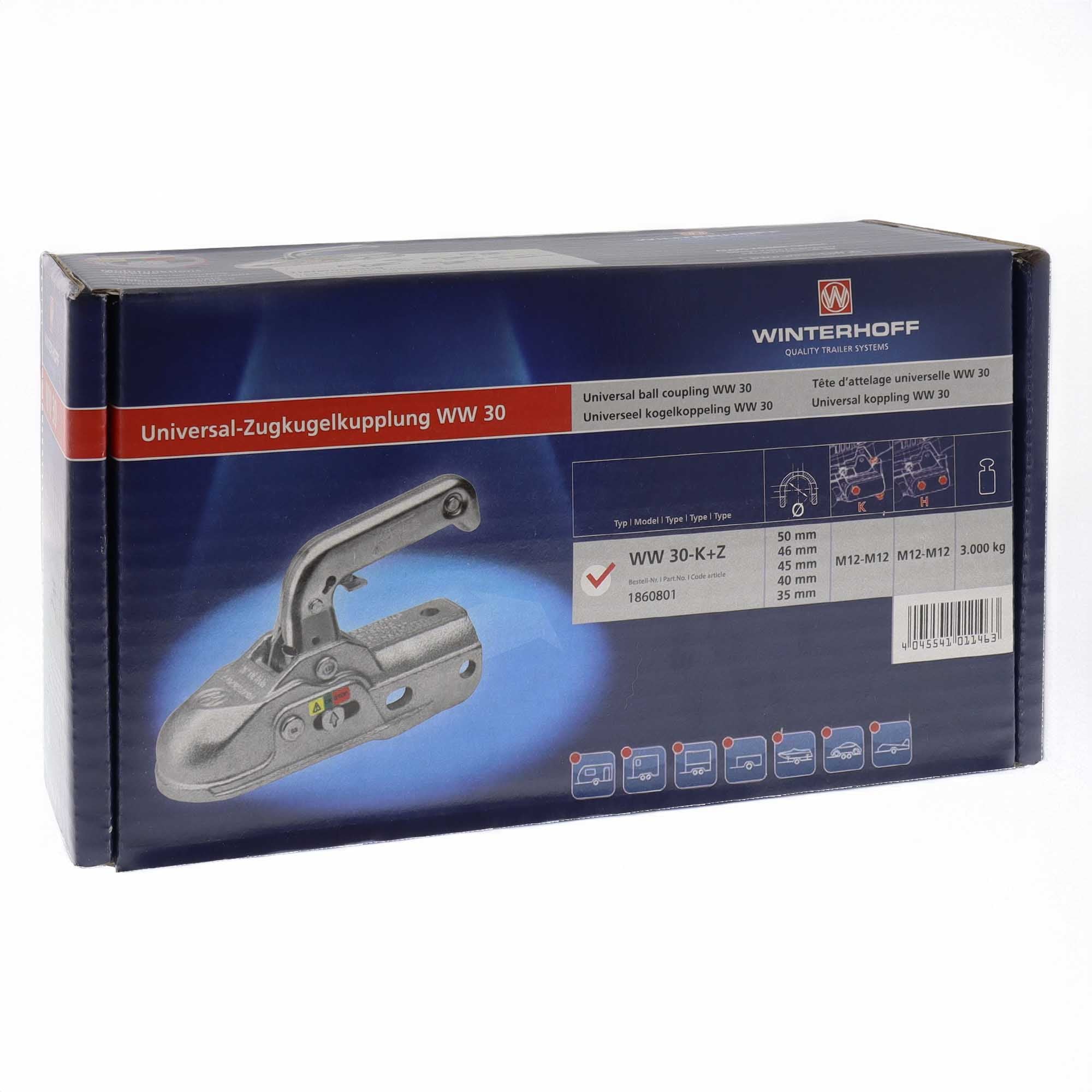 Winterhoff WW30K+Z Kugelkupplung 35/40/45-46/50-51mm 3000kg