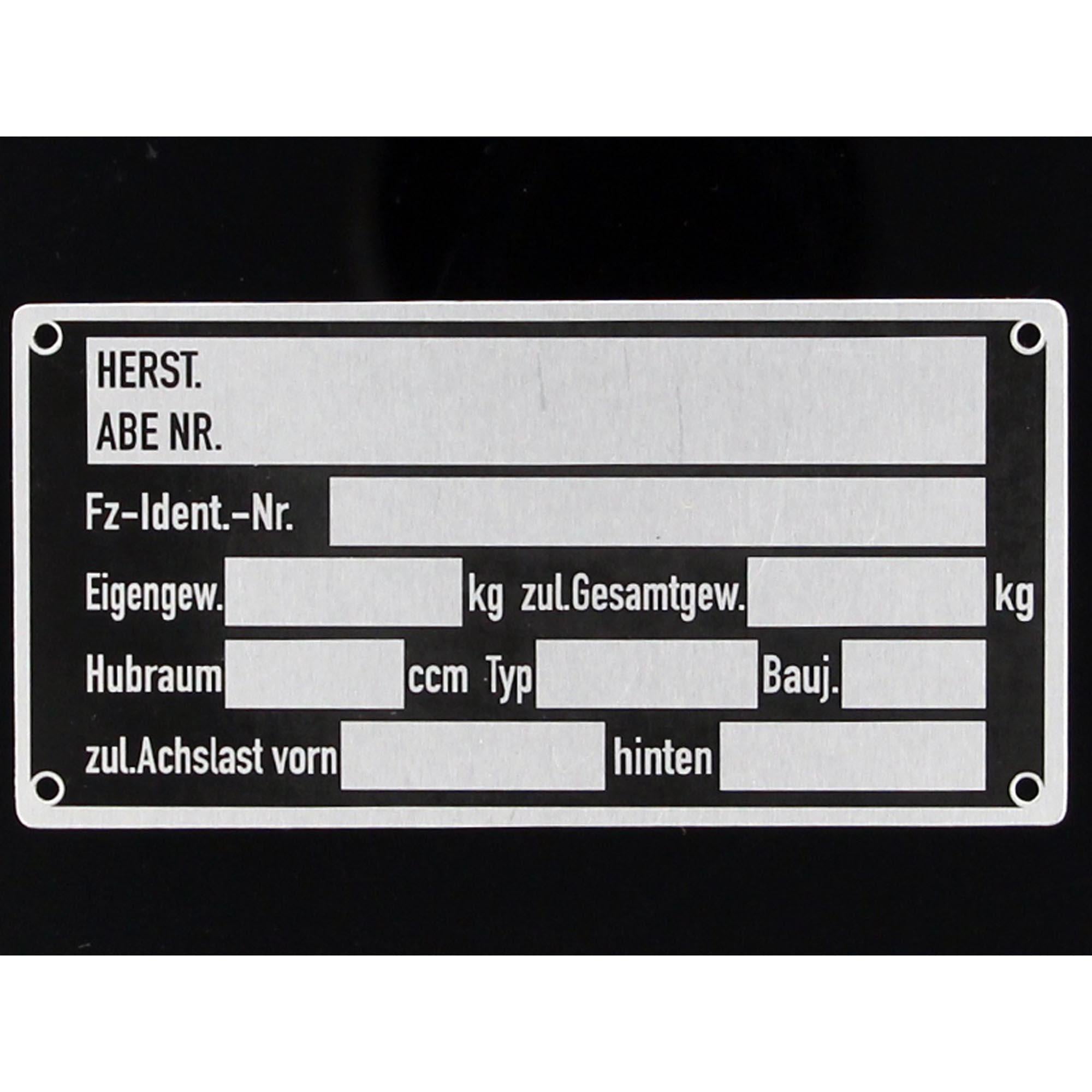 Blanko Typenschild 100x50mm PKW TheDrive trailerteile.eu.