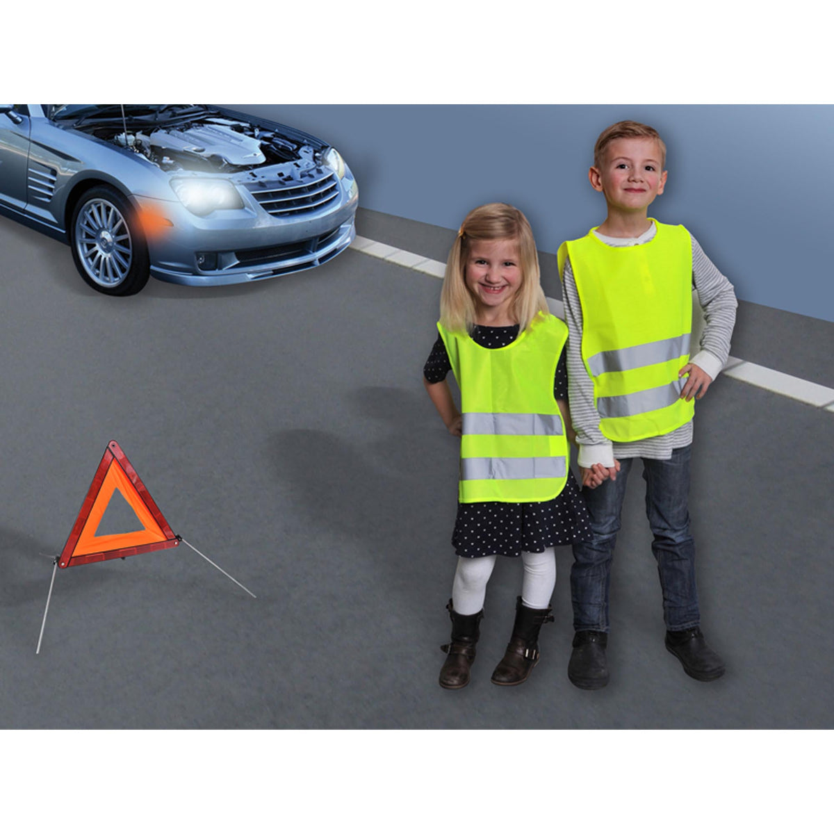 Warnweste gelb für Kinder Grösse: S  NORM EN1150:1999 Pro Plus trailerteile.eu.