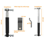 Set KNOTT Achsstoßdämpfer (2 Stück) 600 bis 1800 kg -Knott Nr. 990001 + Schraubensatz + Halter