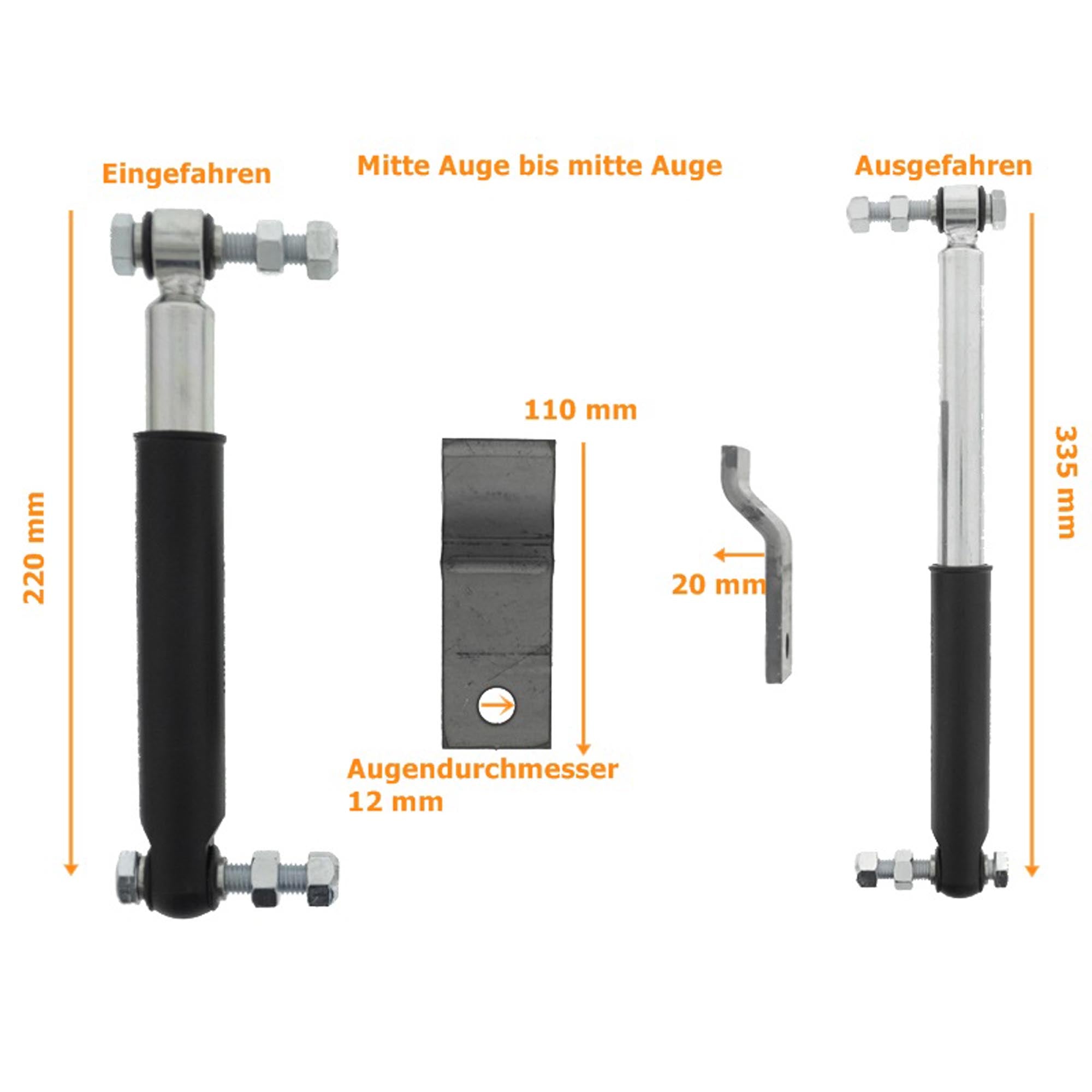 Set KNOTT Achsstoßdämpfer (2 Stück) 600 bis 1800 kg -Knott Nr. 990001 + Schraubensatz + Halter