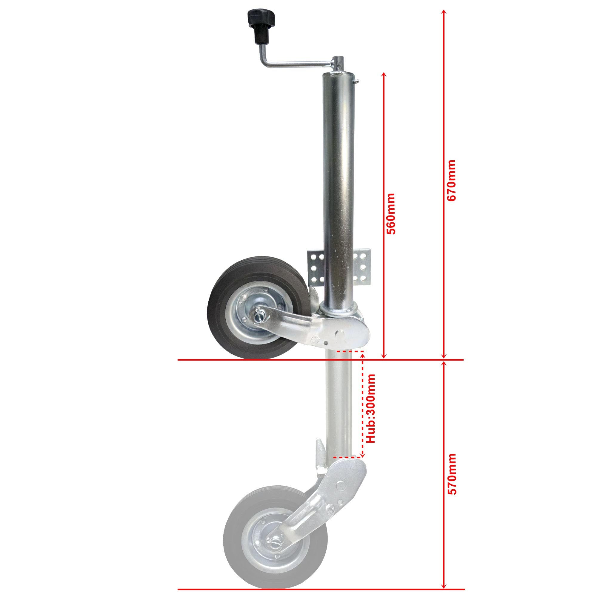 Automatik-Stützrad 60mm, 400kg Stützlast Flansch 0mm TheDrive trailerteile.eu.