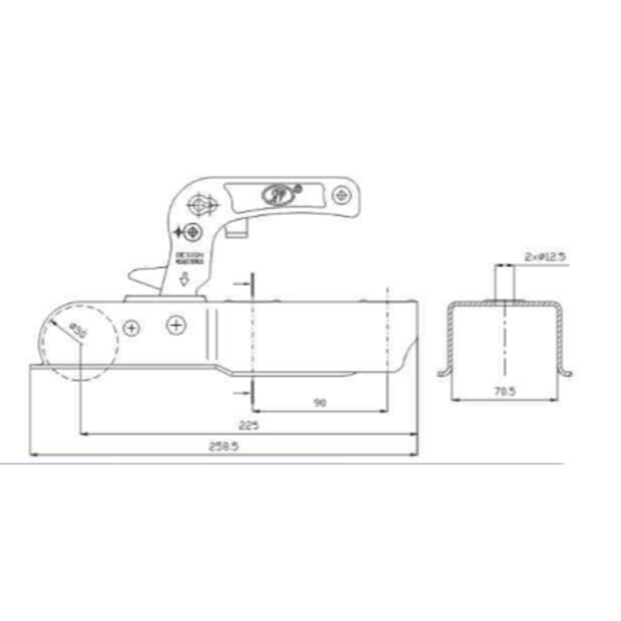 SPP ZSK-750J Kugelkupplung 70mm Vierkant 750kg