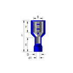 100x Flachsteckhülsen blau isoliert 1,5-2,5mm