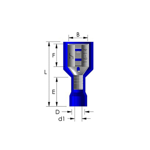 100x Flachsteckhülsen blau isoliert 1,5-2,5mm
