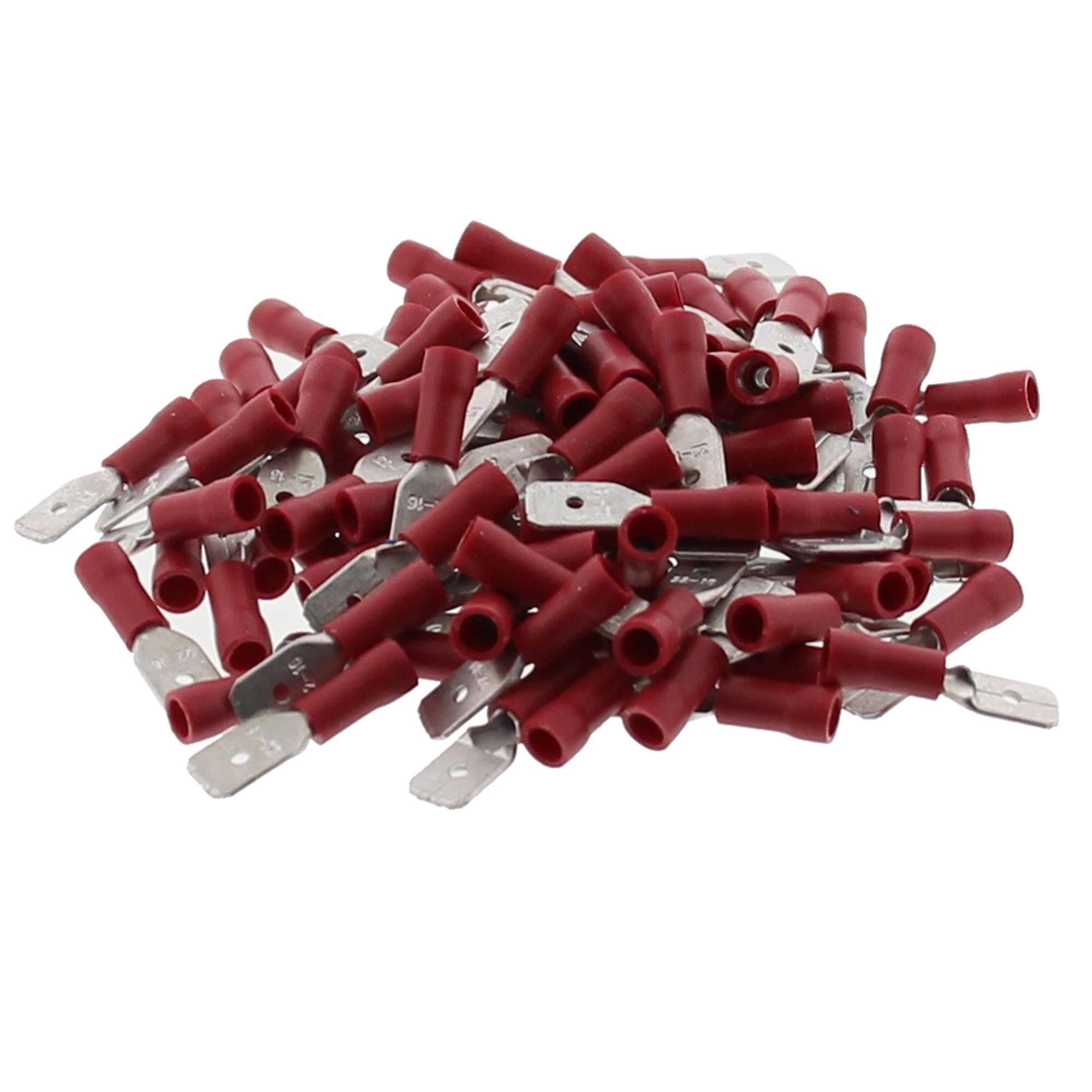 100x Flachstecker rot 0,5-1,5mm 6,3x0,8 AE Industries trailerteile.eu.