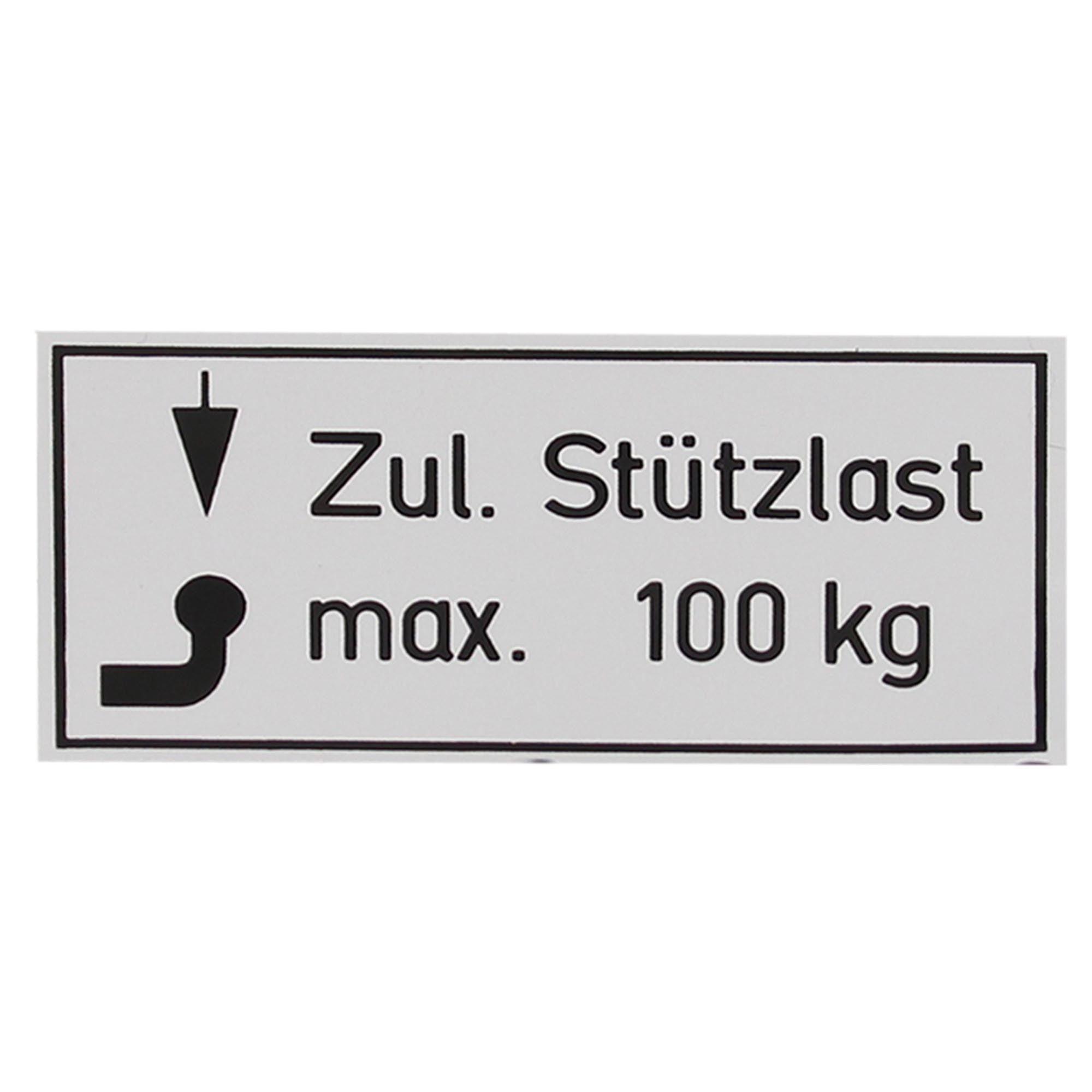 Stützlast-Aufkleber max. 100kg 65x30mm Bünte trailerteile.eu.