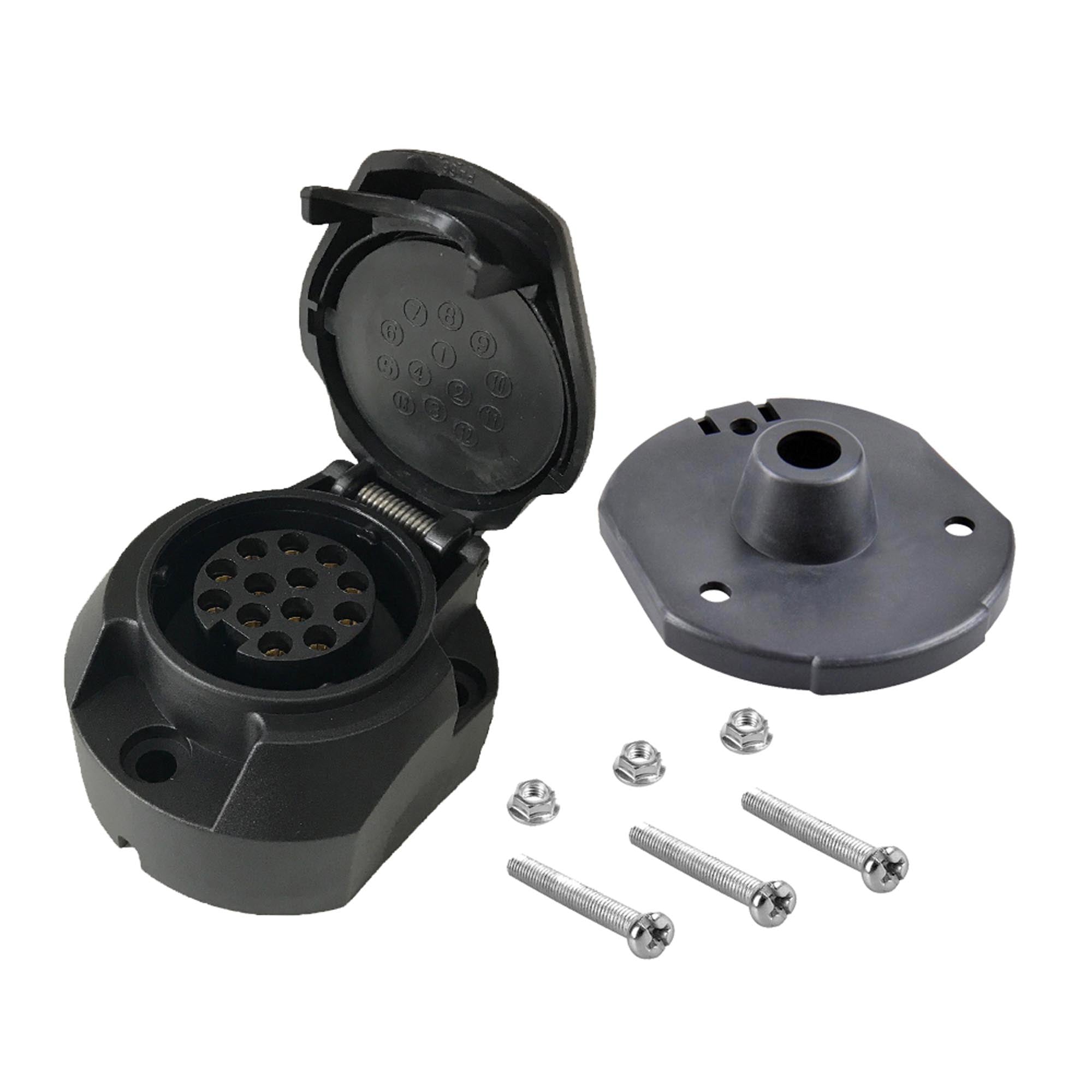 13-polige Anhänger Steckdose mit Schrauben und Dichtung
