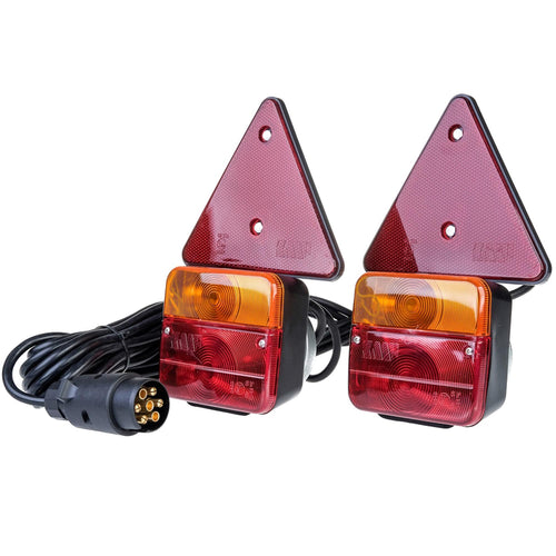 12V Anhänger Rückleuchten Set mit Magnethalterung und Rückstrahler