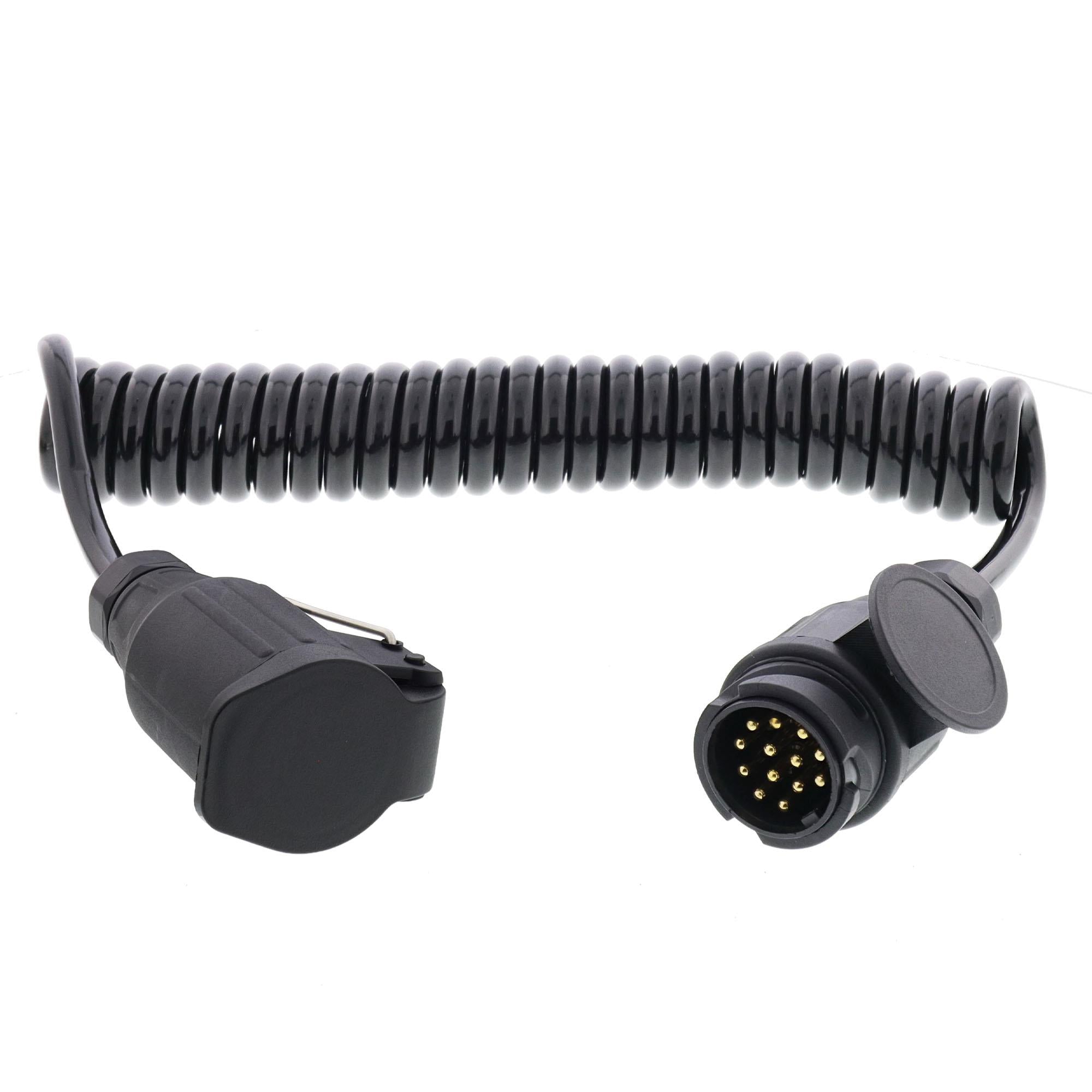 Anhänger Spiral-Verlängerungskabel Stecker/Dose 13-polig mit 13-adrigen Kabel
