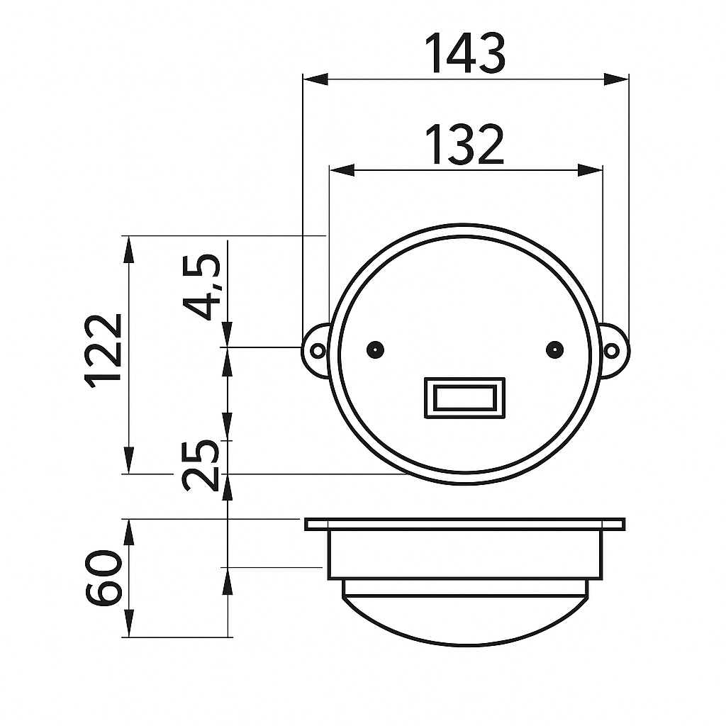 Aspöck Innenleuchte Inpoint Schwarz 122mm mit Schalter 29-8200-007