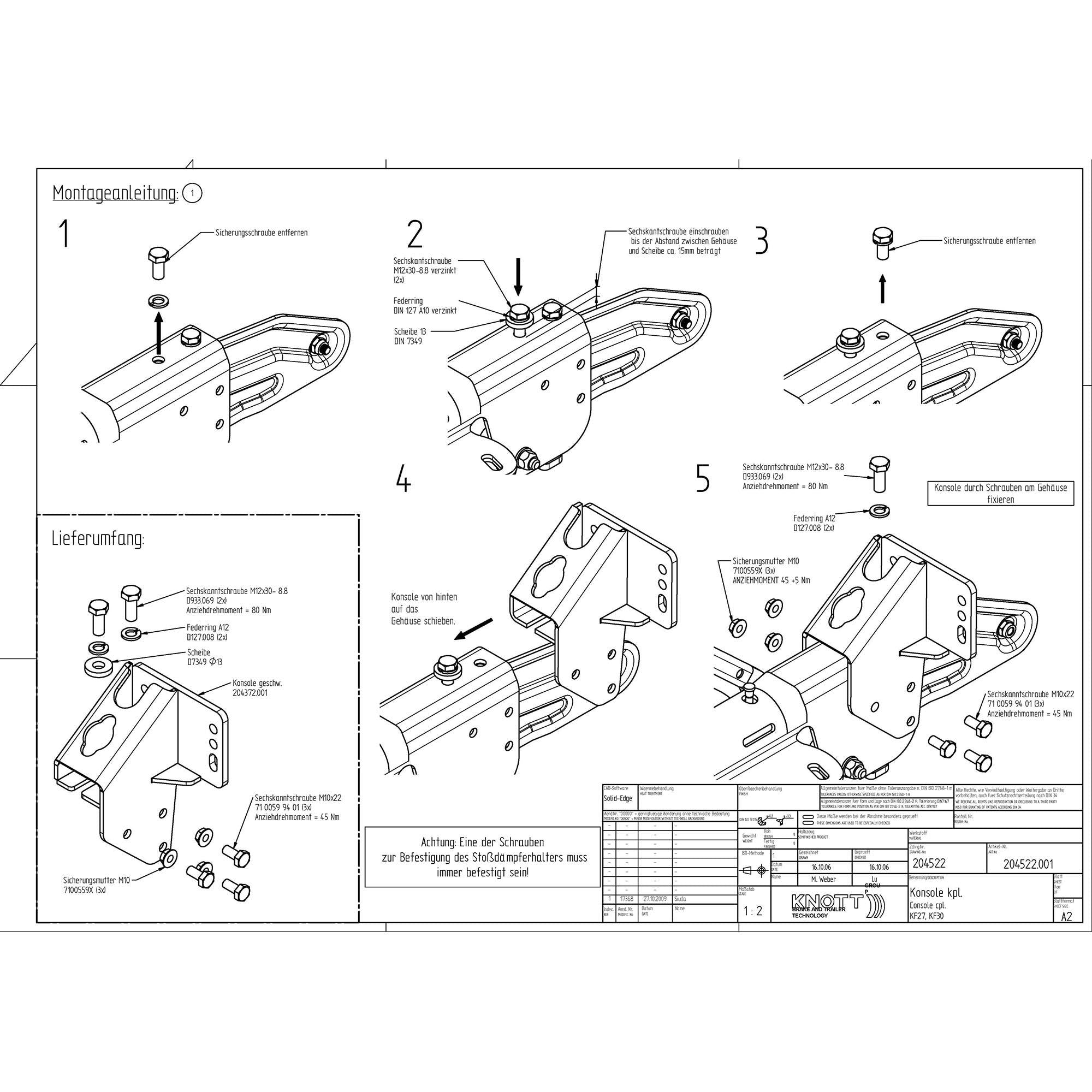 Knott Stützrad-Konsole für KF27 - KF30 Auflaufeinrichtung verstärkt