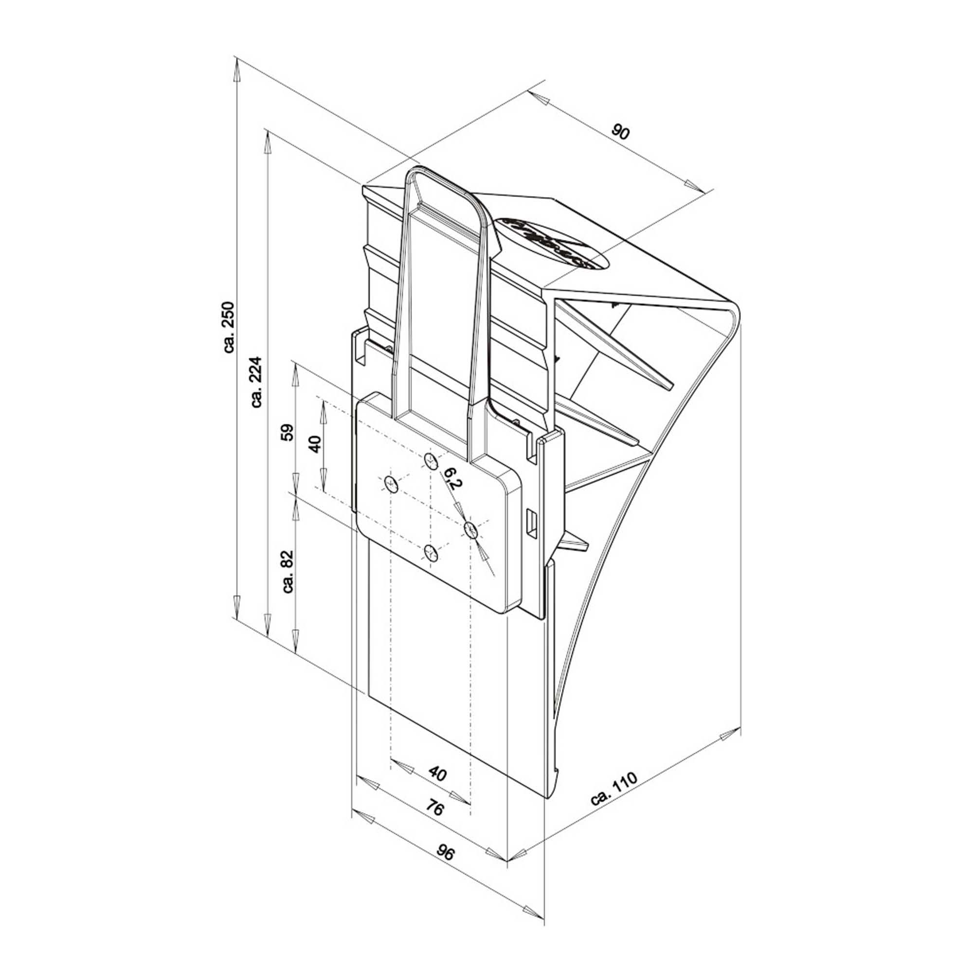 Unterlegkeil Bremskeil Schwarz mit Klipp-Halter