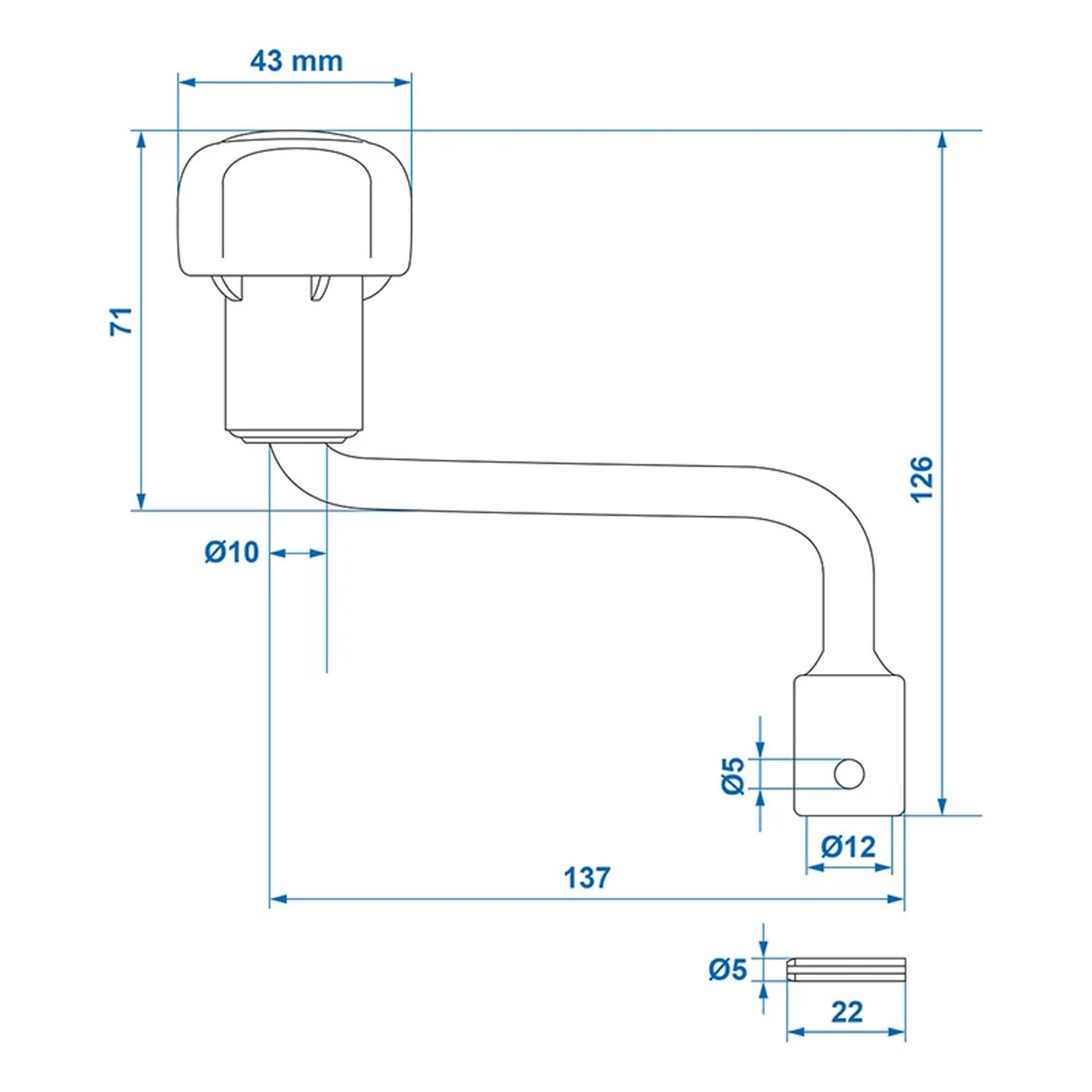 Ersatz-Kurbel für 150kg Stützrad 48mm