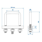 2x Vierkant Klemmschelle 60mm für Stützrad Klemmhalter