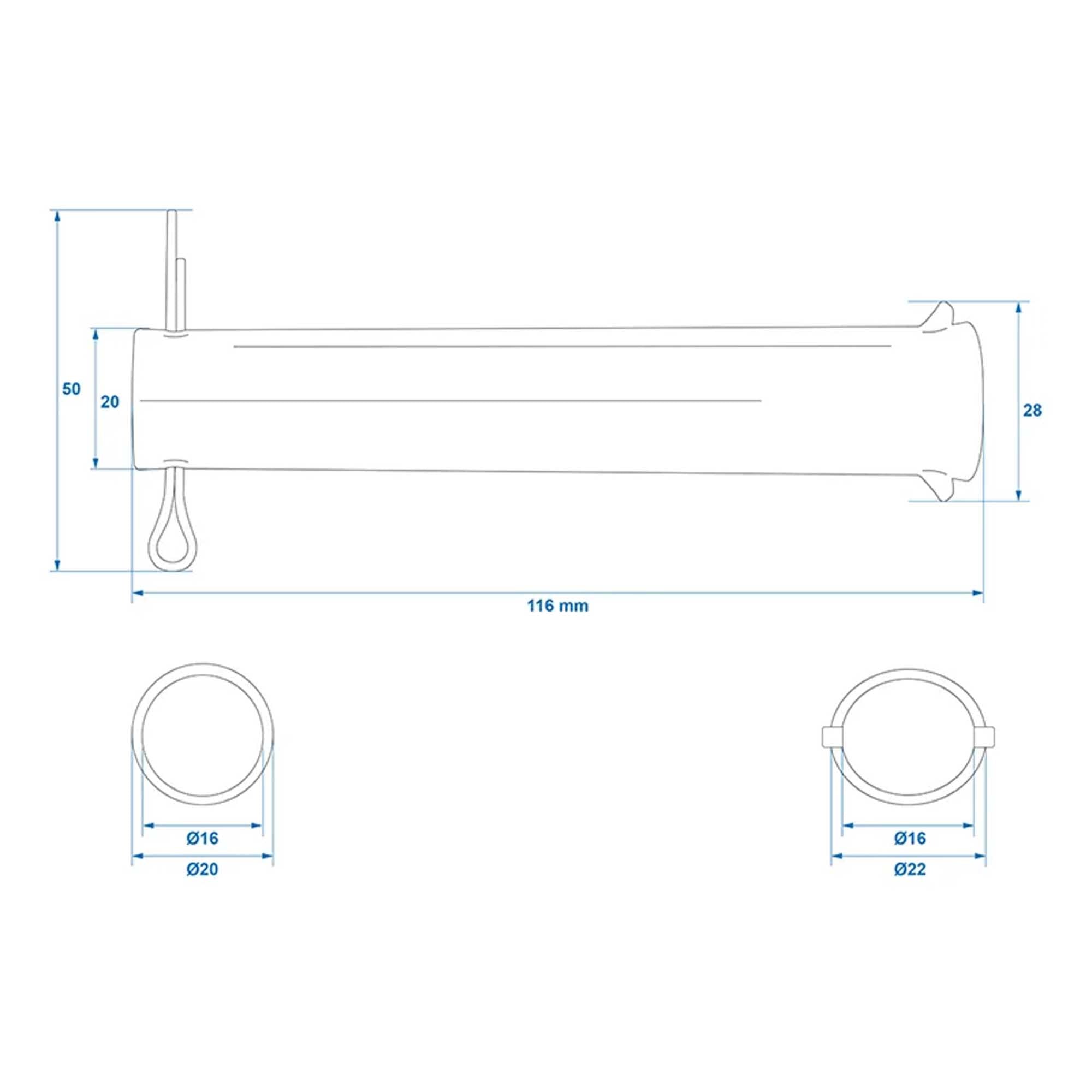 Achse mit Splint für Stützrad Ø20mm x 115mm