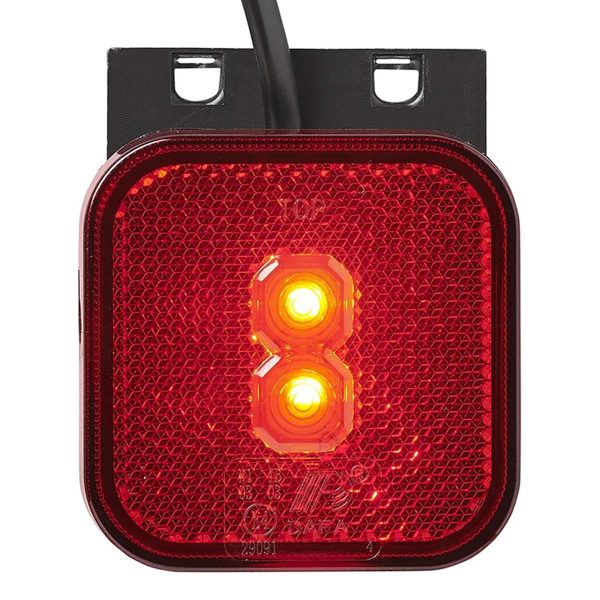 Positionsleuchte 12-24V Rot 65 x 65 mm LED mit Halter