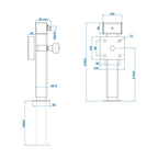 Ausdrehstütze 60x60mm klappbar 410-655mm FH 42mm 1300kg mit Schraubensatz
