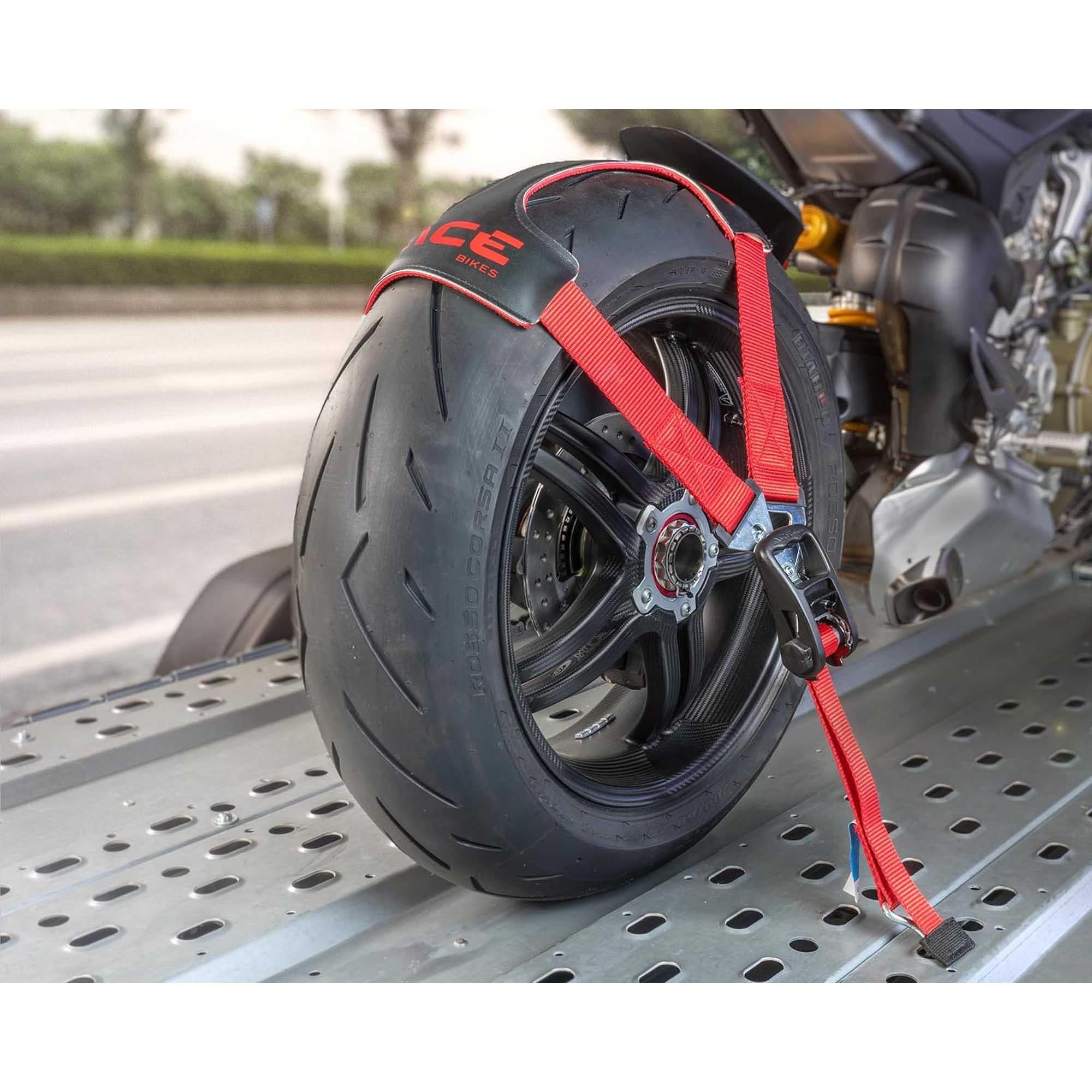 Acebikes Tyrefix® Pro  Motorrad-Transportsicherung Spanngurtsystem für Reifen