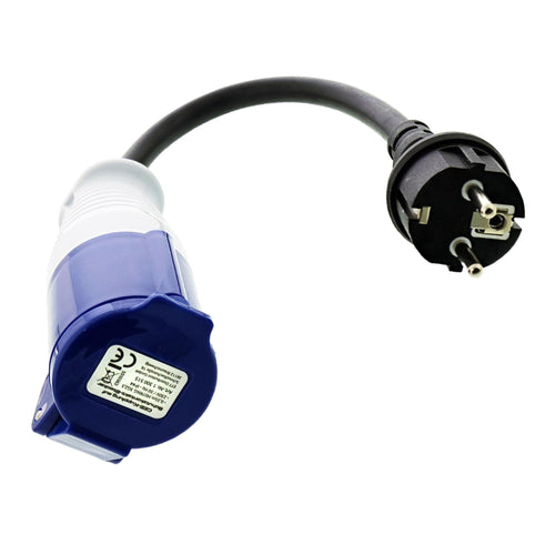Adapterkabel CEE-Kupplung auf Schuko-Stecker 0,35m 3x2,5mm² H07RNG 230V IP44 McPower trailerteile.eu.