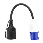 Adapterkabel CEE-Stecker auf Schuko-Kupplung 0,35m 3x2,5mm² H07RNG 230V IP44