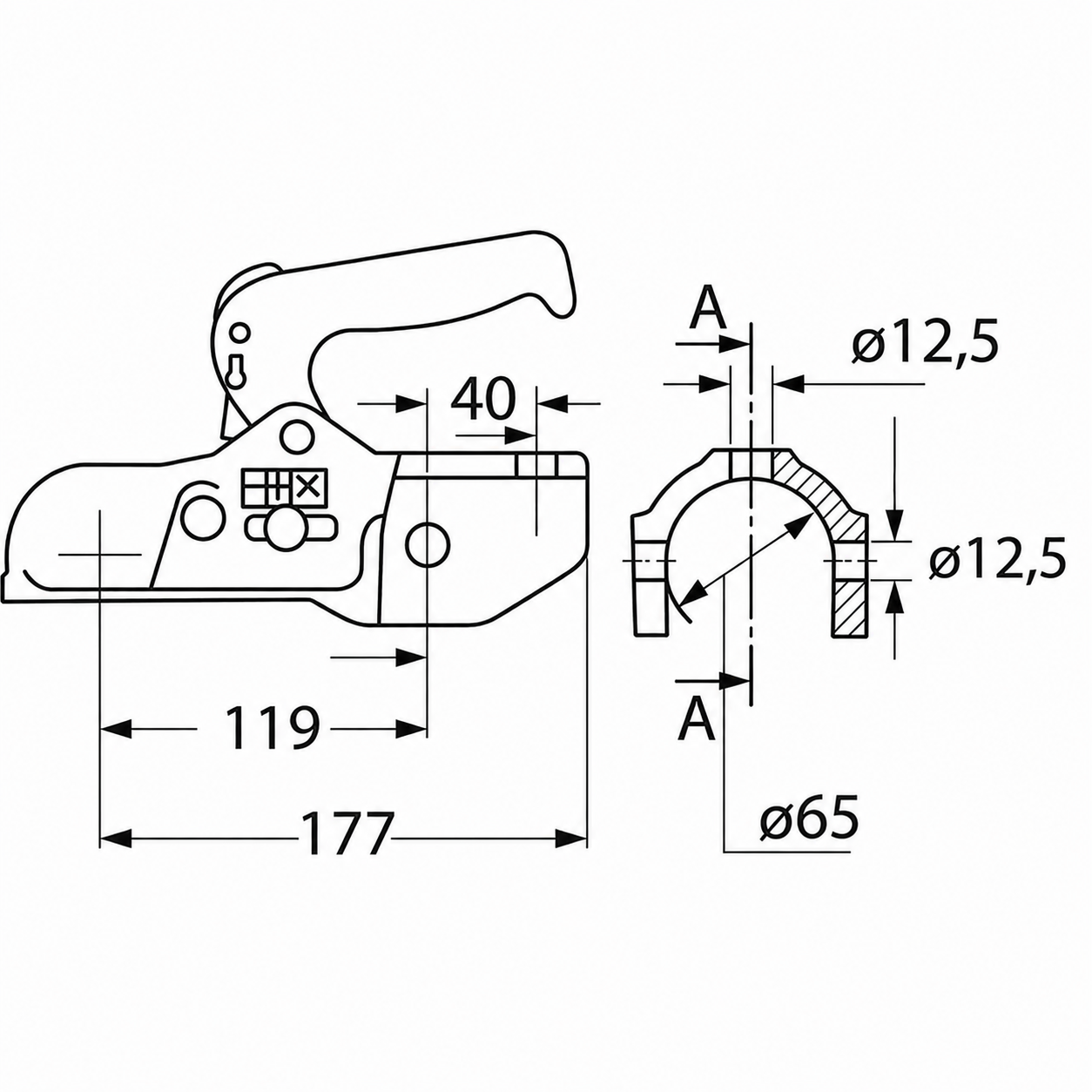 Winterhoff Kugelkupplung EM350RD - 1212  bis 3500 kg, Ø 65 mm