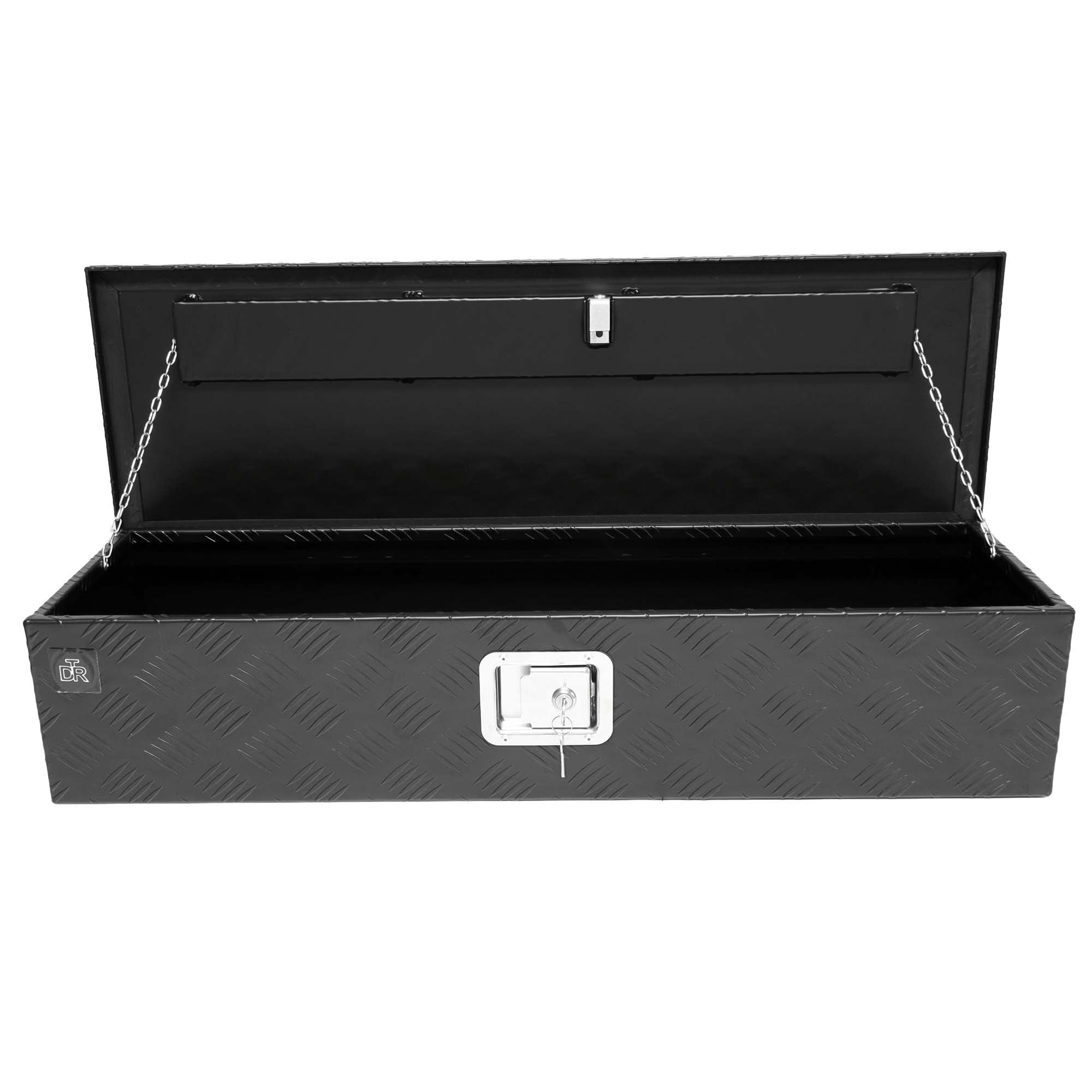 Deichselbox Werkzeugbox Staubox 950x320x190mm Alu Riffelblech Schwarz