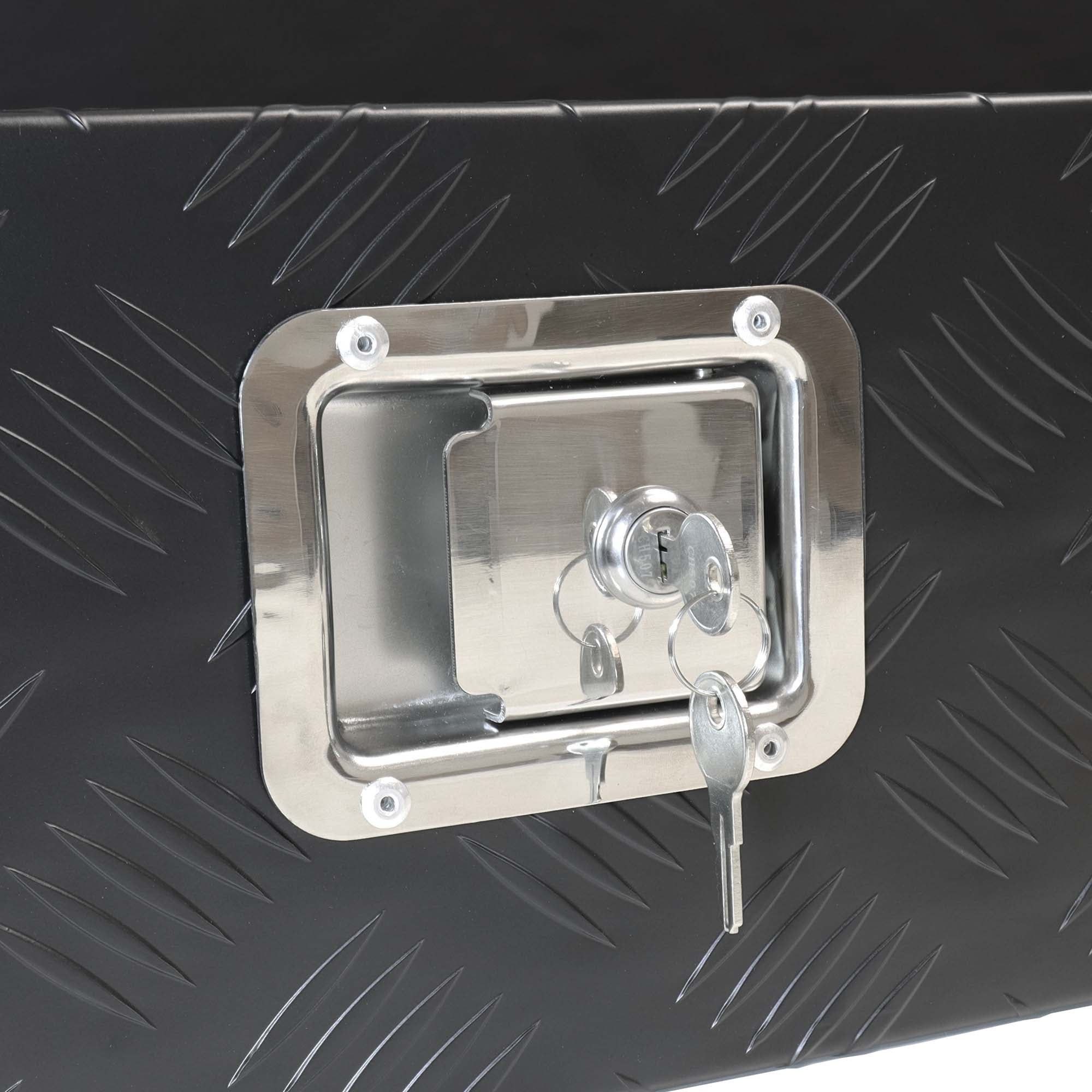 Deichselbox Werkzeugbox Staubox 950x320x190mm Alu Riffelblech Schwarz