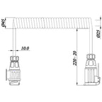 13-poliges Spiralkabel Verlängerungskabel 13-Adern 1,5M 1x Stecker / 1x Steckdose