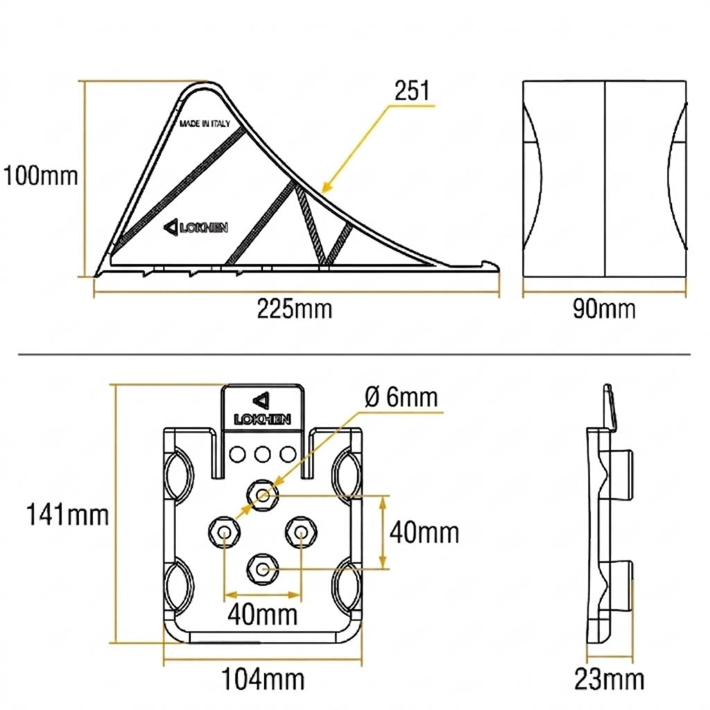 LOKHEN PKW-Anhänger Unterlegkeil Nano mit Flaty Halter schwarz – Kunststoff Keil bis 2100 kg Achslast LOKHEN trailerteile.eu.