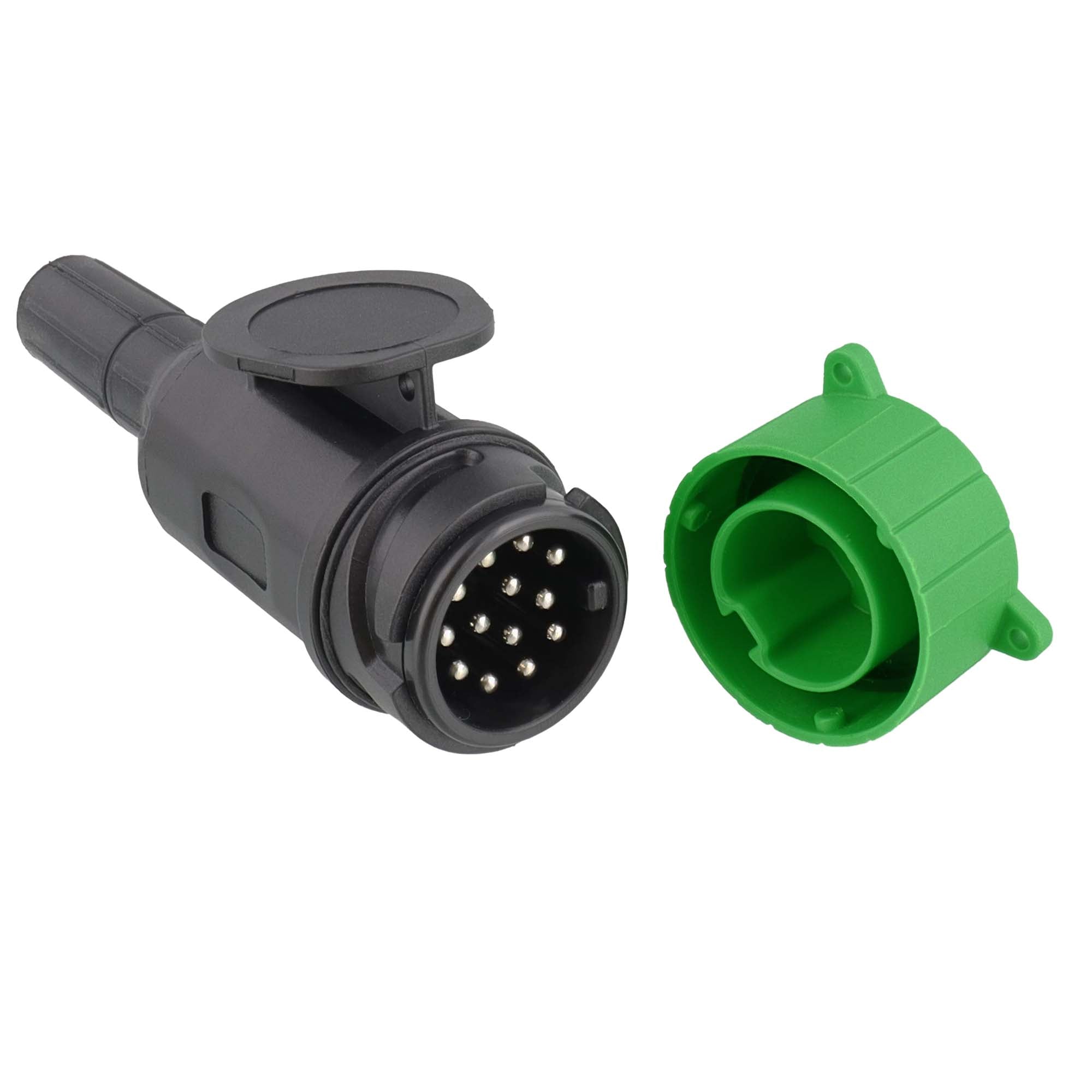 Stecker 13-polig staub- und wassergeschützt mit Kappe 2-Loch Premium