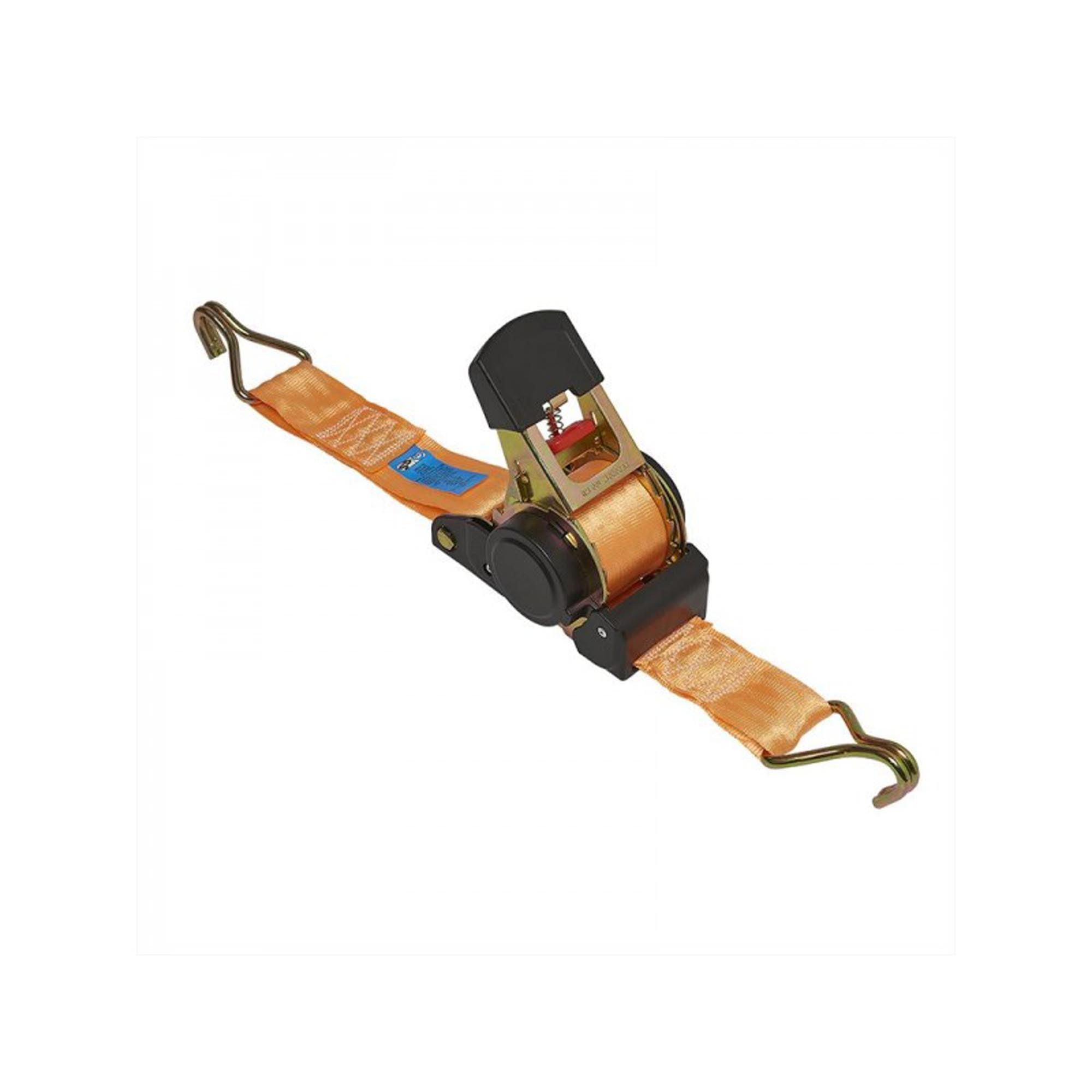 Spanngurt mit Ratsche + 2 Haken 450cm 750kg Selbstaufrollend Pro Plus trailerteile.eu.