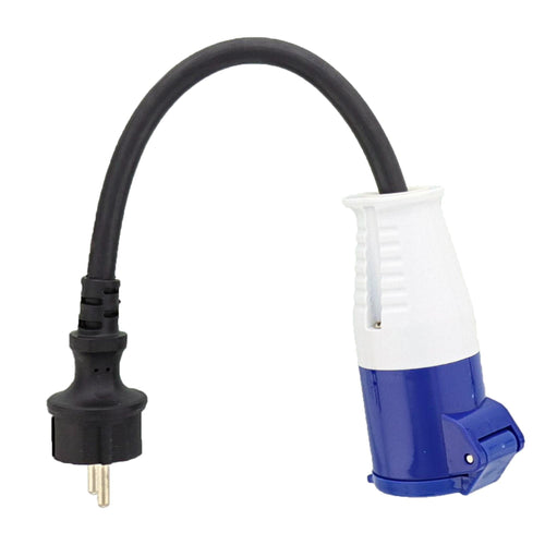 Adapterkabel CEE-Kupplung auf Schuko-Stecker 0,35m 3x2,5mm² H07RNG 230V IP44 McPower trailerteile.eu.