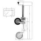 Anhänger Automatik Stützrad 60mm 400kg Stützlast mit Anbausatz TheDrive trailerteile.eu.