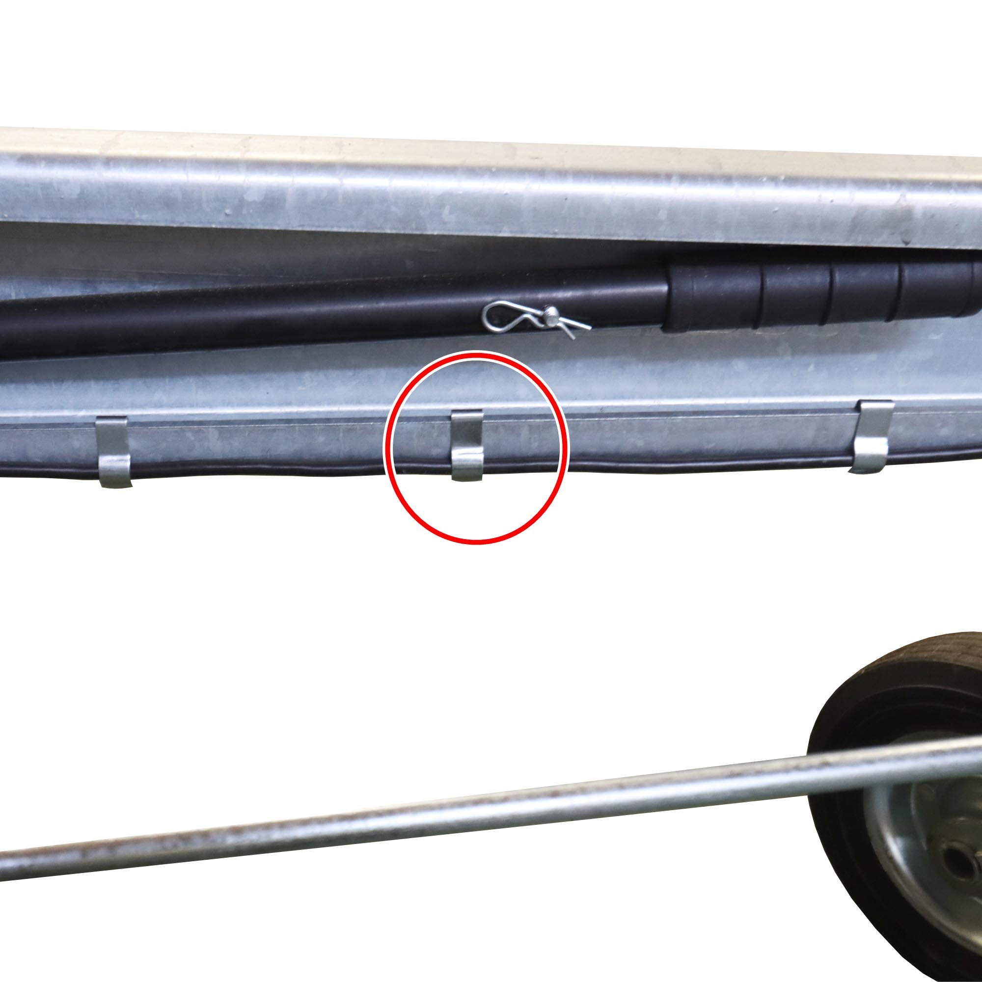 Anhänger Chassisklemmen Kabelklemmen Ø8mm / 43x12mm Federstahl