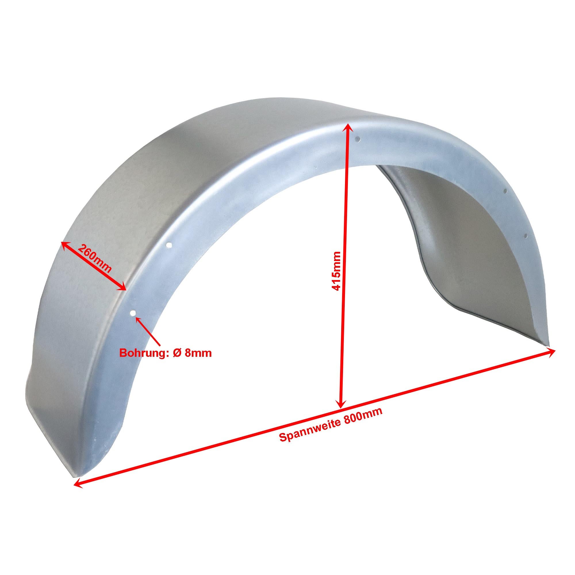 Kotflügel Stahlblech B260 x S800 x H415 verzinkt