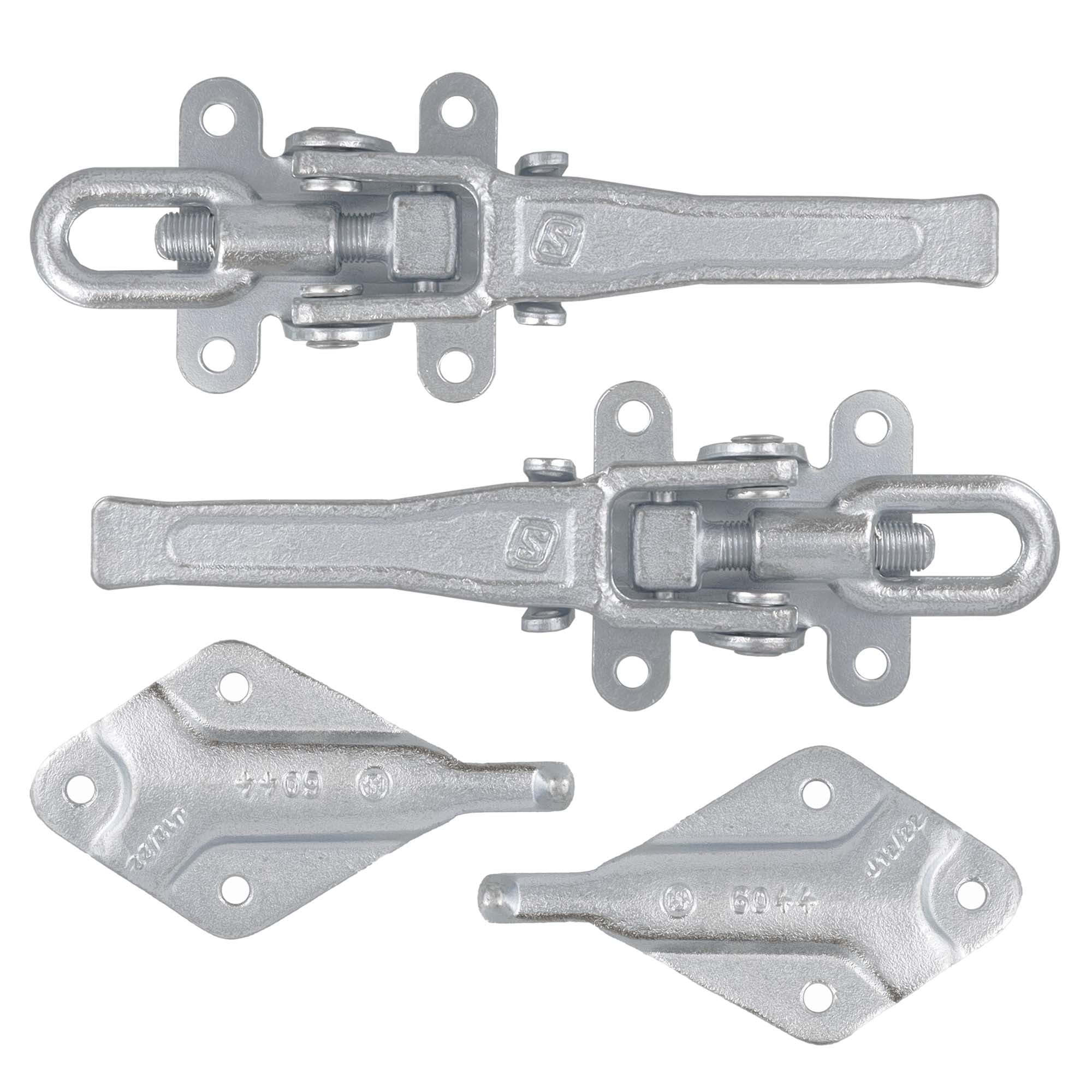 2x Exzenterverschluss 6043 verstellbar mit Gegenhalter 6044, Stahl verzinkt, zum Anschrauben