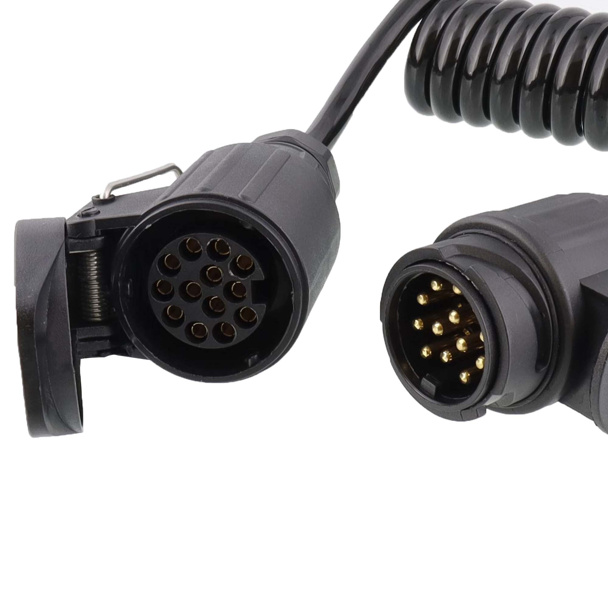 13-poliges Spiralkabel Verlängerungskabel 13-Adern 1,5M 1x Stecker / 1x Steckdose