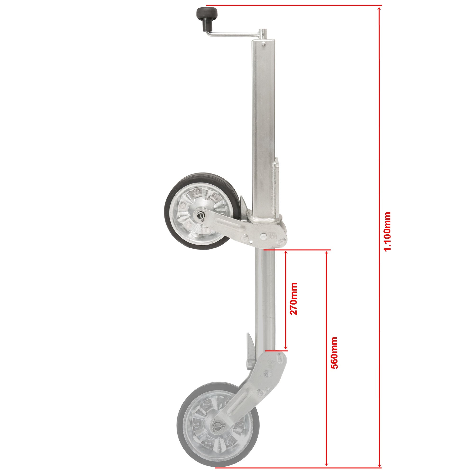 Automatik-Stützrad 60mm Vierkant, 6-Loch, 500kg Stützlast