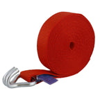 S-Line Zurrgurt 5035, 8 m, Festende 0,5 m, Losende 7,5 m, zweiteilig, mit Druckratsche R50E1 und Spitzhaken doppelt 5002, Gewebe 50 mm, rot, LC 2500 daN im geraden Zug/5000 daN in der Umreifung, STF 350 daN, Dehnung < 5 %