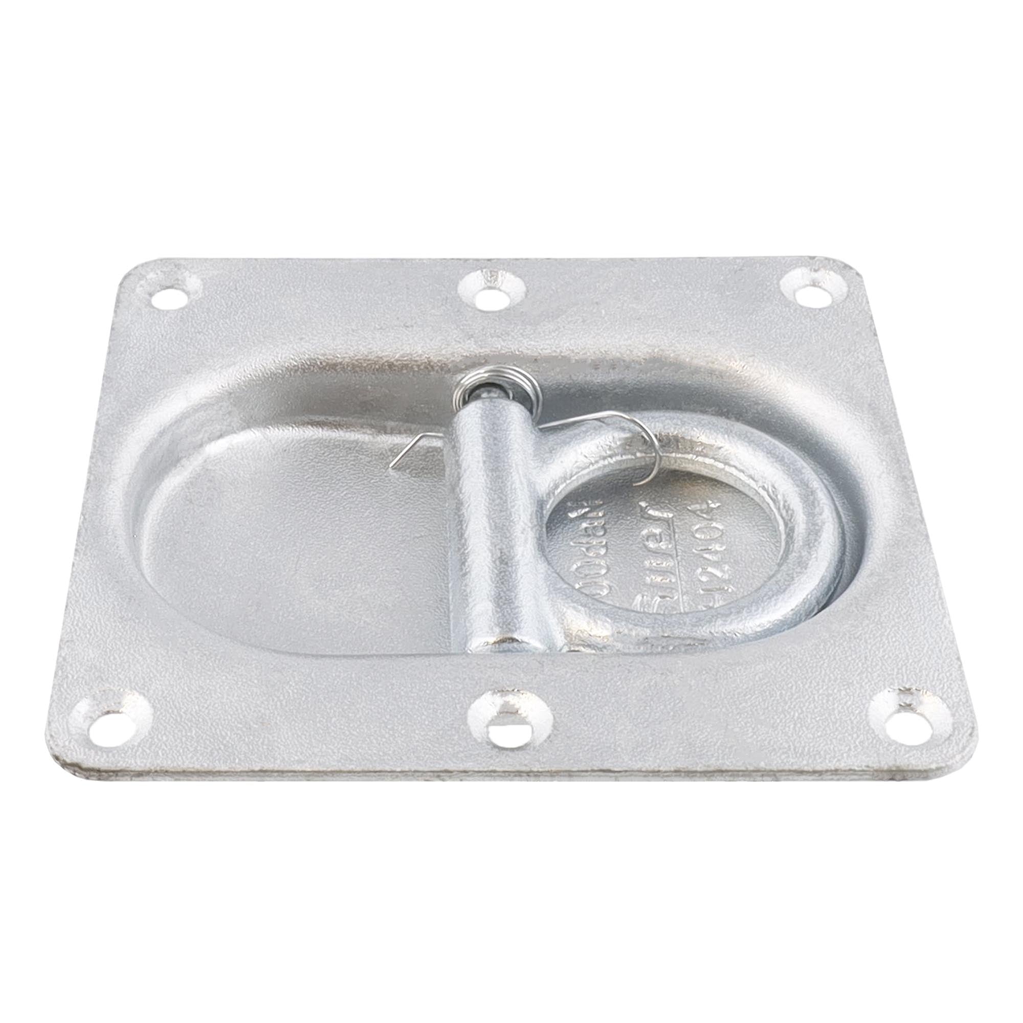 Suer Zurrring H2404 mit doppelter Bodenplatte, verzinkt, mit Rückzugfeder, Belastbarkeit 1000 daN,  DIN EN 12640:2001-01