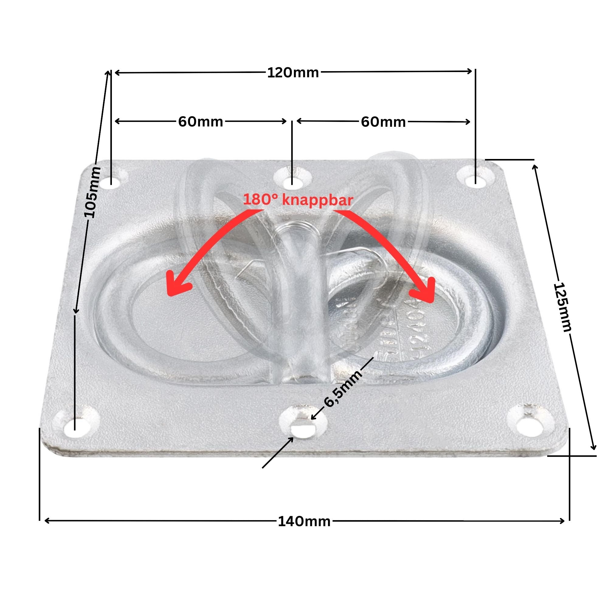 Suer Zurrring H2404 mit doppelter Bodenplatte, verzinkt, mit Rückzugfeder, Belastbarkeit 1000 daN,  DIN EN 12640:2001-01