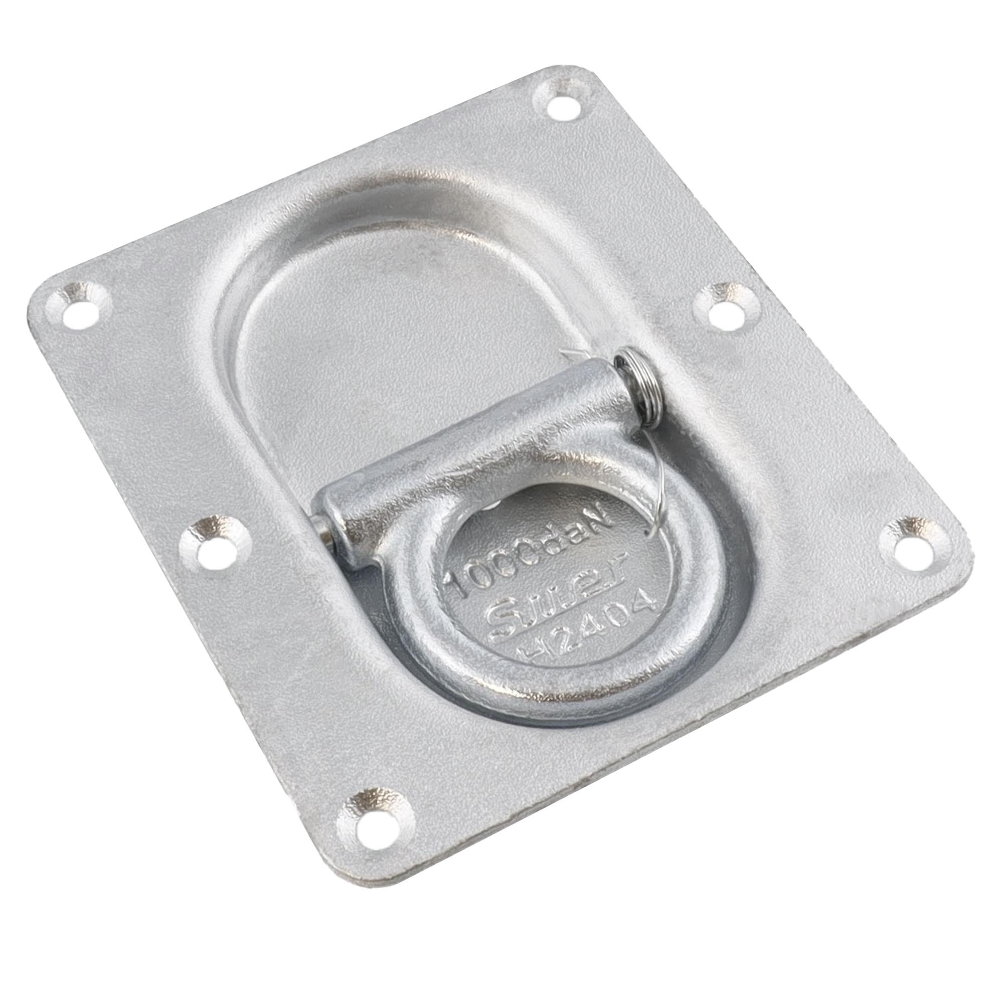 Suer Zurrring H2404 mit doppelter Bodenplatte, verzinkt, mit Rückzugfeder, Belastbarkeit 1000 daN,  DIN EN 12640:2001-01