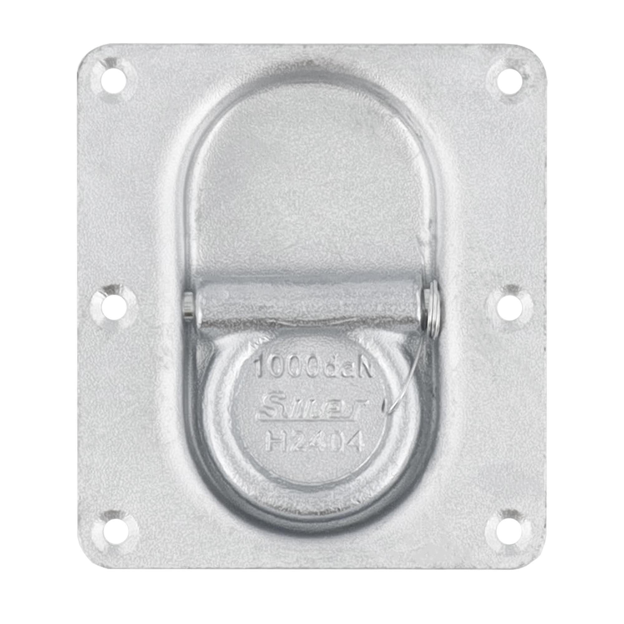 Suer Zurrring H2404 mit doppelter Bodenplatte, verzinkt, mit Rückzugfeder, Belastbarkeit 1000 daN,  DIN EN 12640:2001-01